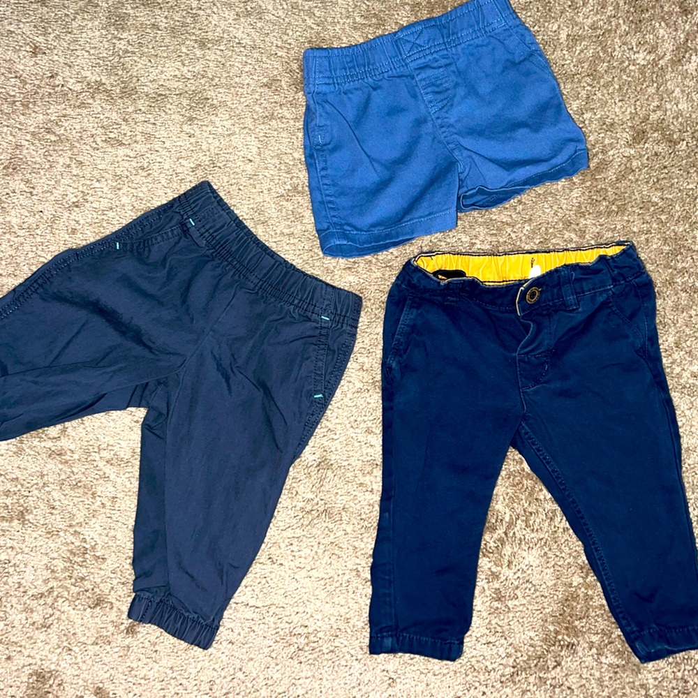 Kit 3 pieces - denim bottom baby boys 6m (carters, baby BUM, H&M)